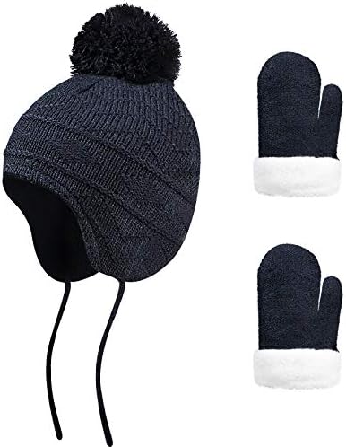 Kış Yürümeye Başlayan Şapka ve Eldivenler Örgü Kış Kulaklığı Şapka ve Polar Eldiven Seti Bebek Erkek Kız için
