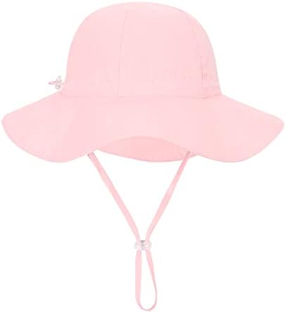 UPF 50+ Açık Ayarlanabilir plaj şapkası ile güneş şapkası ile Bebek Kız Geniş Kenarlı Kova Şapkalar