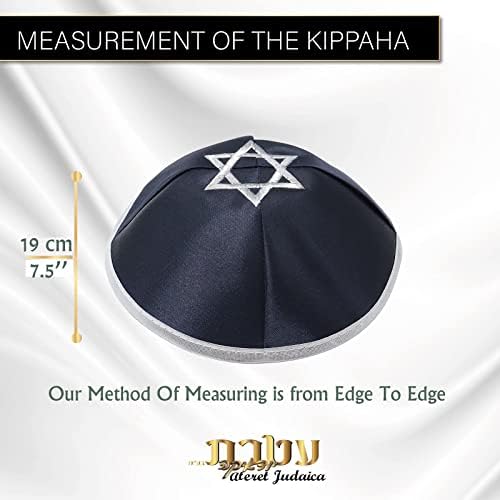 Ateret Judaica Kippah - Yarmulke Erkekler ve Erkekler için 40'lı Saten Kippah Kap, Boyutu 19 cm Davut Yıldızı, yahudi Yamaka