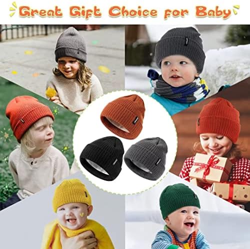 ZUPPAD Bebek Bere Şapka 3 Packs Toddler Kız Erkek, bebek Şapka Kış Sıcak Örme Termal Polar Astar ile, çocuklar Kış Şapka