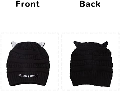 ACTLATI Çocuklar Kış Örme Bere Şapka Renkli Ponpon Kulaklar kayak şapkası Erkek Kız için(7-12 Yaş)