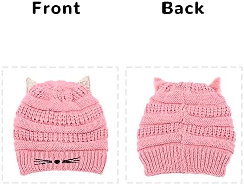 ACTLATI Çocuklar Kış Örme Bere Şapka Renkli Ponpon Kulaklar kayak şapkası Erkek Kız için(7-12 Yaş)